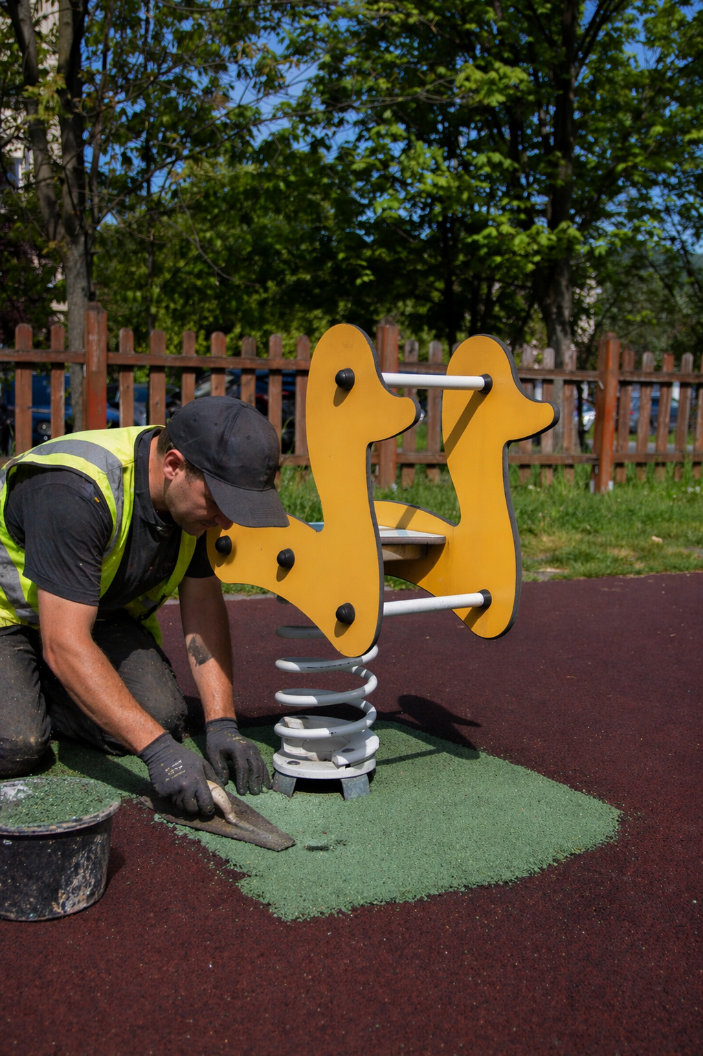 Safety surfacing repair and resurfacing